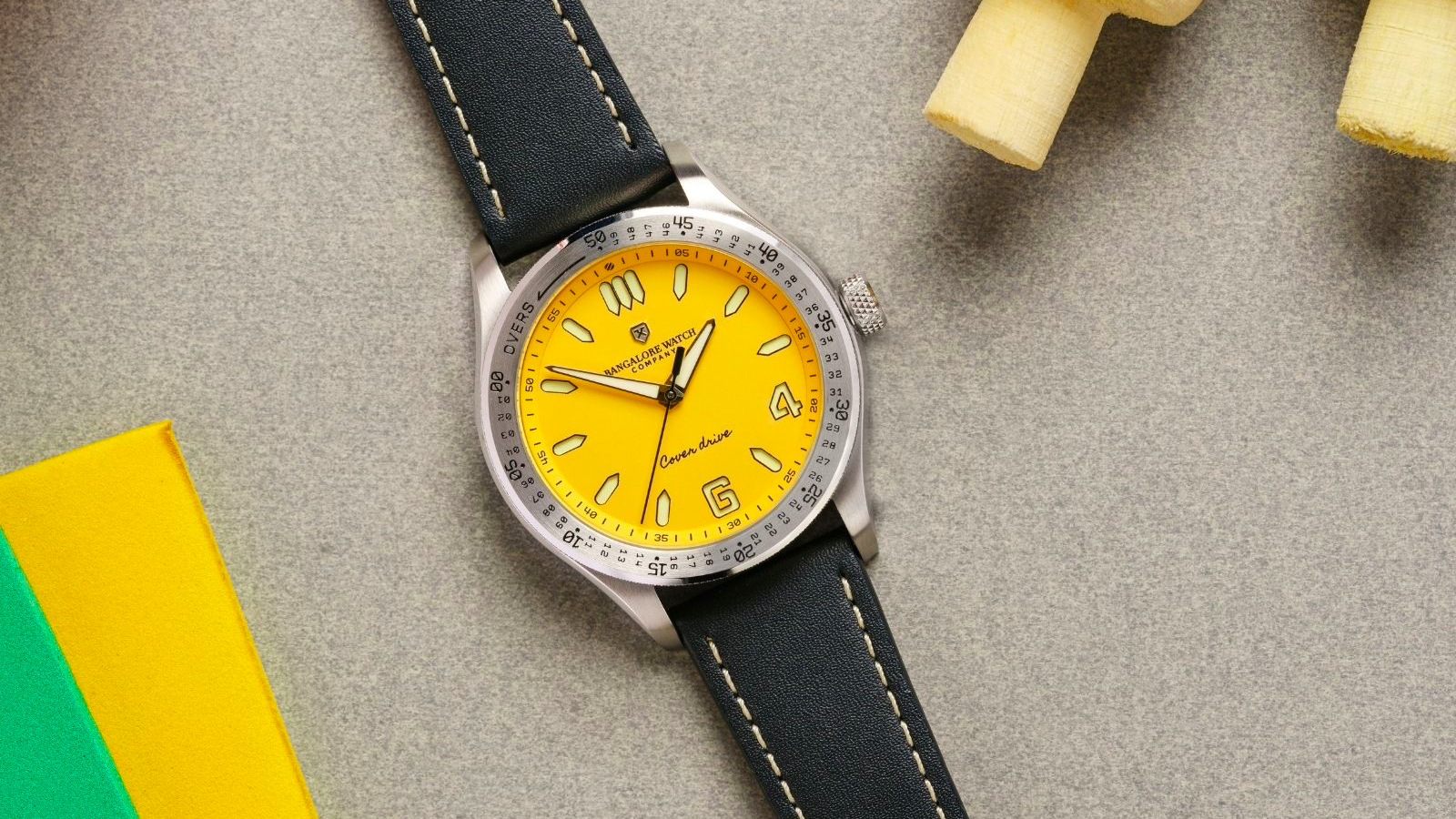 Bangalore Watch Company Cover Drive Cricket Watch Indian Brand Online Review Yellow Dial Swiss Movement Men's Wristwatch Price